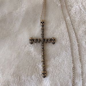 🔴 Gold Skeleton cross Necklace